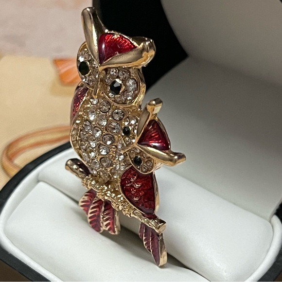 Rhinestone Owl Brooch Pin - Picture 5 of 7